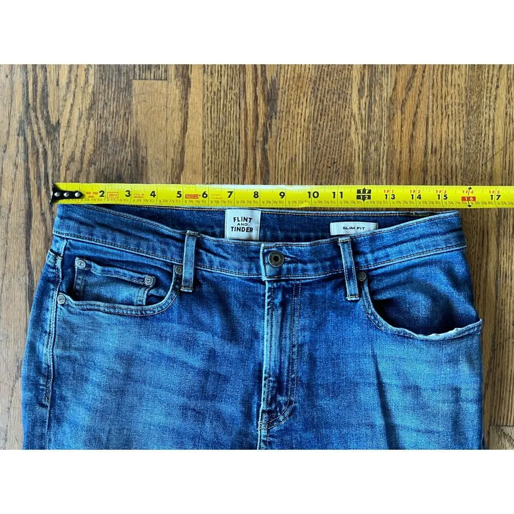 FLINT & TINDER Blue Slim Fit Denim Pants Jeans Trousers   Mens Size 32